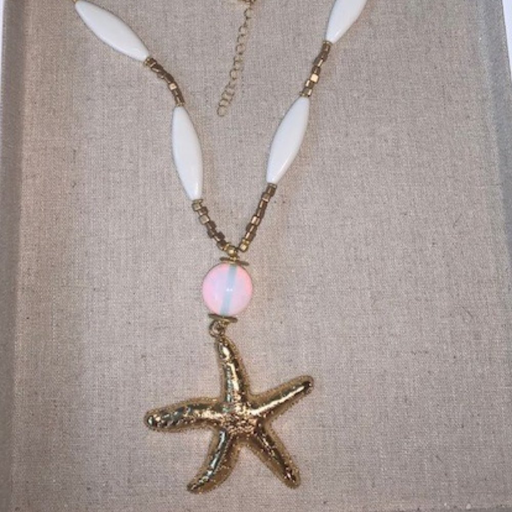 Lale 33" Starfish Necklace in 24k Gold Plated